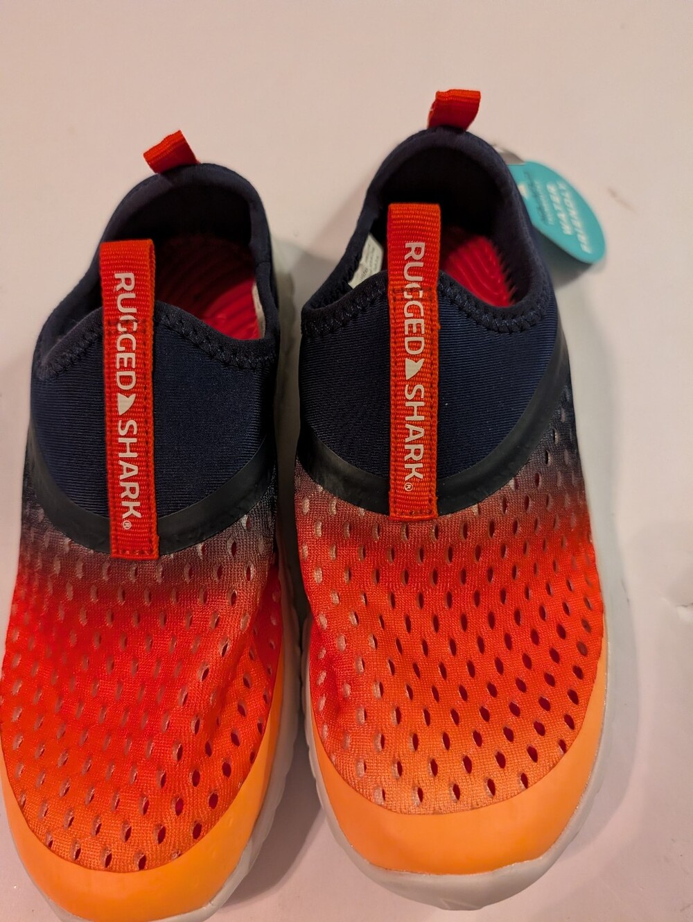 Rugged Shark Kids' Orange & Navy Slip-On Water Shoes Sz 2